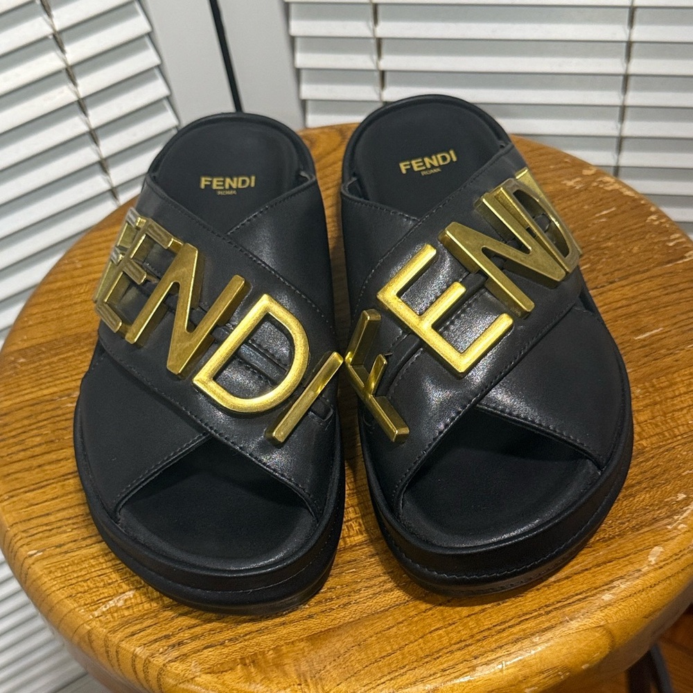 Fendi Fendigraphy Slide Sandals Size 7